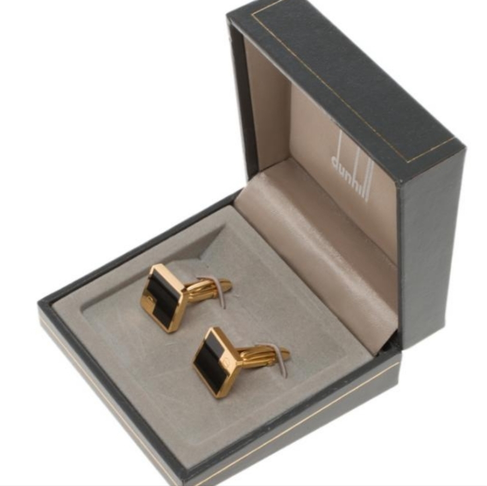 Alfred DunhillDunhill Black Lacquer Gold Plated Cufflinks
